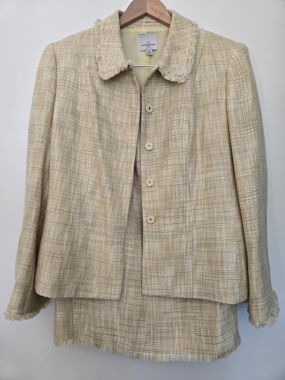 Anne Klein Cream Tweed Skirt Suit